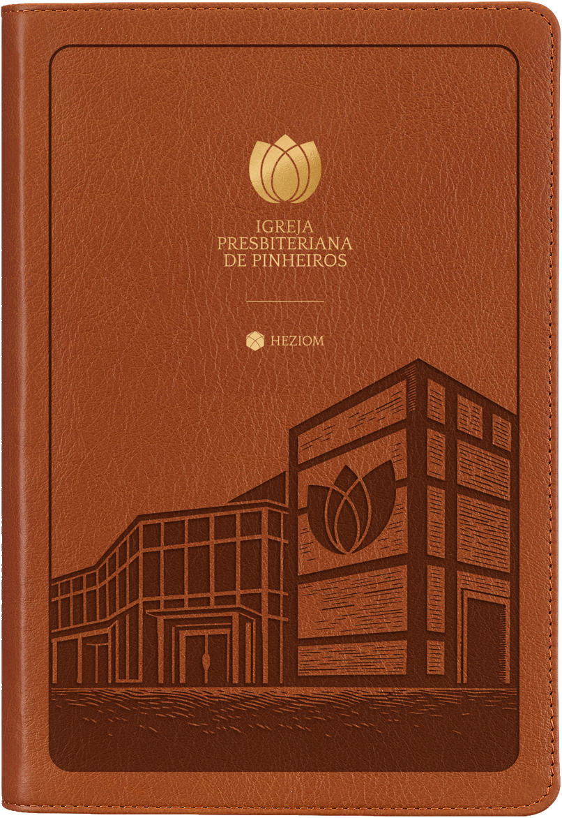 Bíblia comemorativa dos 120 anos da IPP, capa em couro marrom com gravação dourada