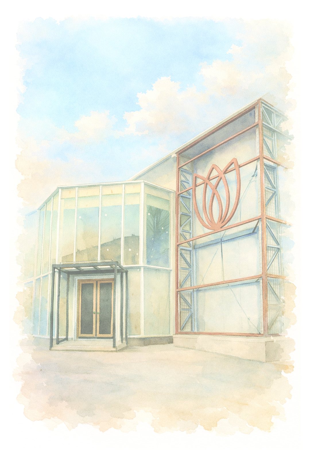 Aquarela da fachada atual da Igreja Presbiteriana de Pinheiros